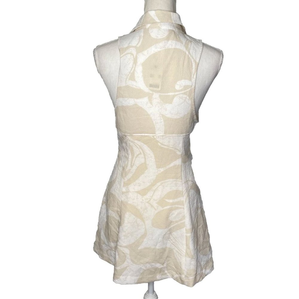 NWT Urban Outfitters Women’s tank Dress Button Front cream tropical Size Medium - Picture 2 of 10